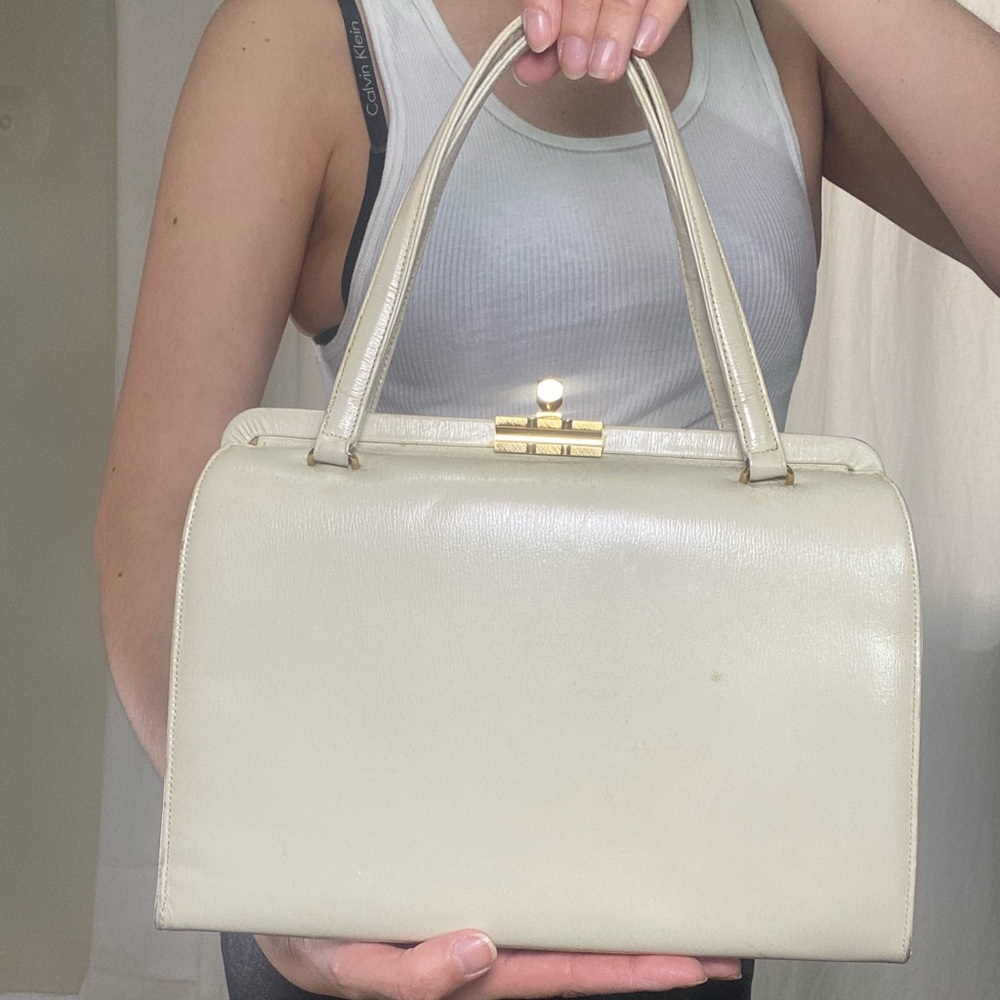 Cream leather purse/ bag